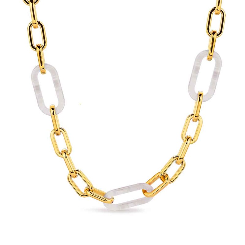 COLLAR ACERO NACAR BLANCO