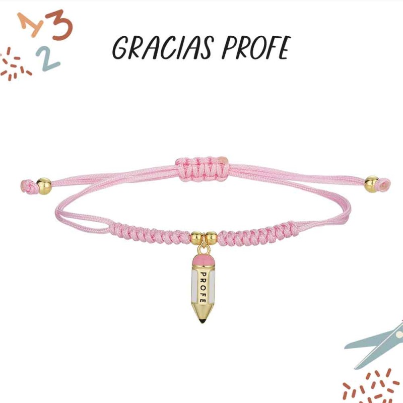 PULSERA HILO ROSA LAPIZ PROFE