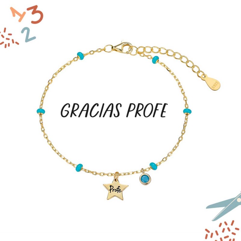 PULSERA PROFE TURQUESAS Y...