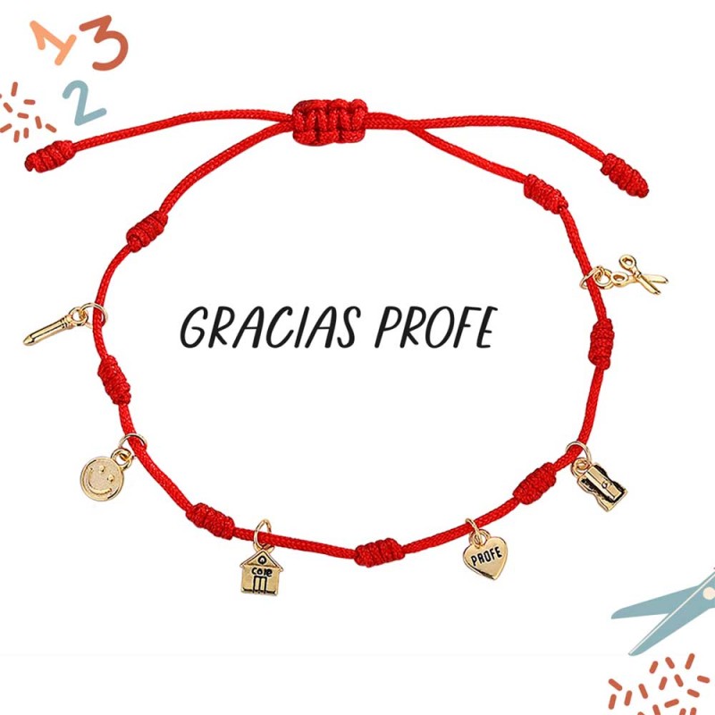 PULSERA HILO ROJO NUDOS PROFE