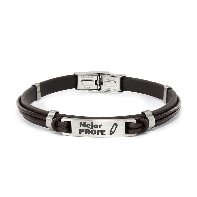 PULSERA MEJOR PROFE CUERO NUDO