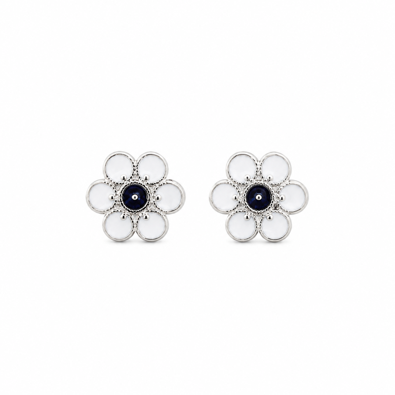 PENDIENTE FLOR ESMALTADA AZUL