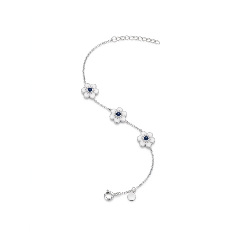 PULSERA FLOR AZUL PLATA