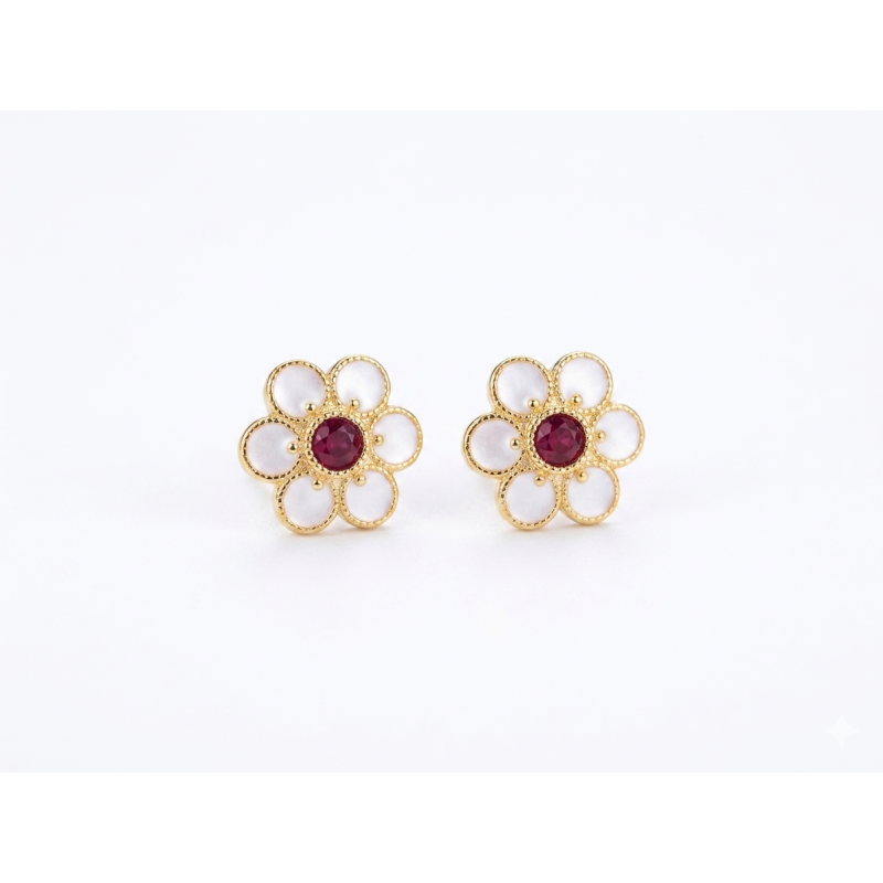 PENDIENTE FLOR ESMALTADA ROJA