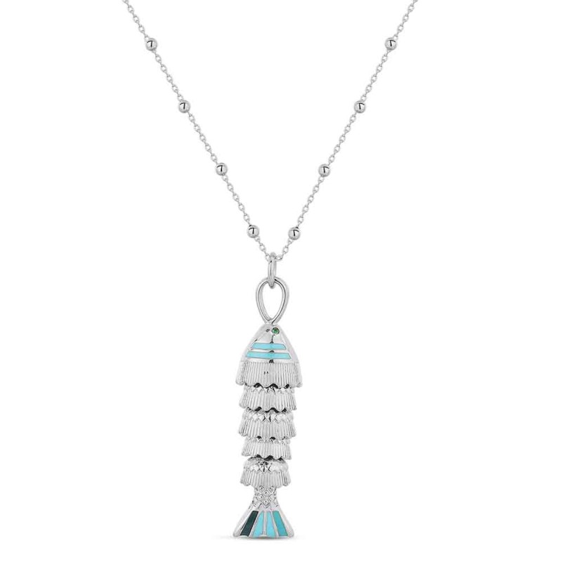 COLLAR PEZ COLORES PLATA