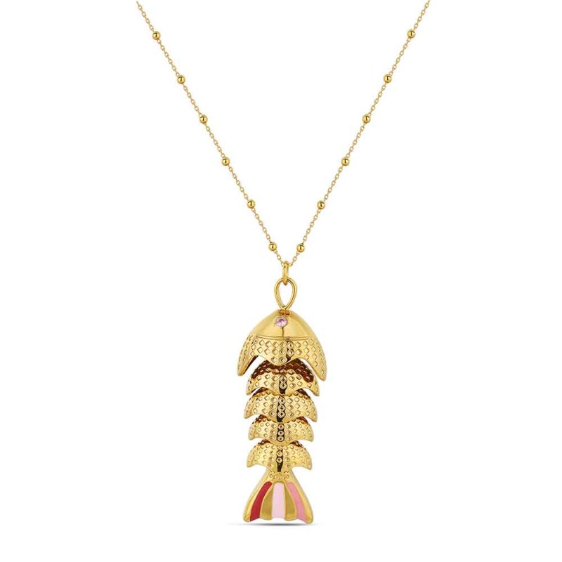 COLLAR PEZ DORADO ROSA