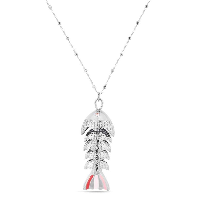 COLLAR PEZ PLATA MALVA