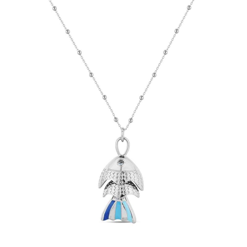 COLLAR PEZ PLATA COLORES