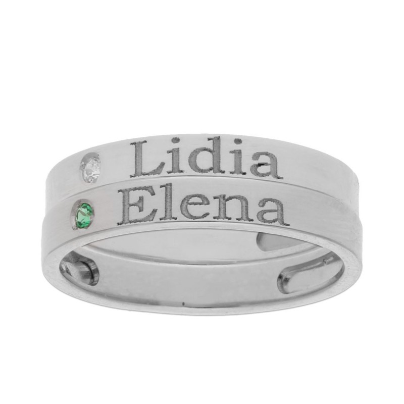 2 ANILLOS PERSONALIZADOS NOMBRE PLATA 925MM 