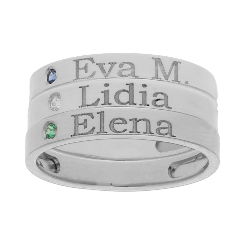 3 ANILLOS PERSONALIZADOS NOMBRES PLATA 925MM 