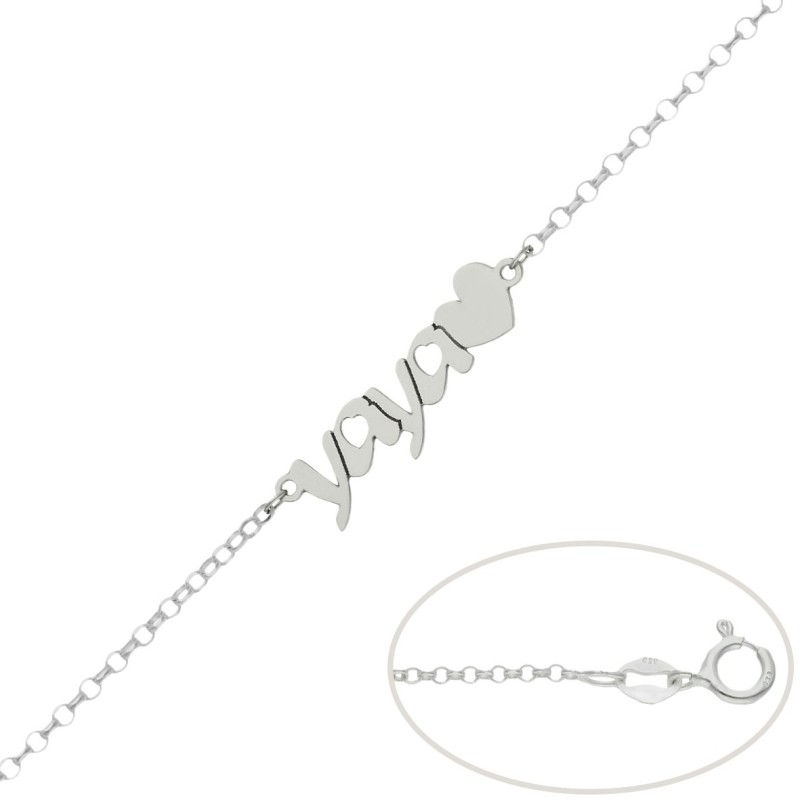 PULSERA YAYA + CORAZON PLATA 925MM PULSERAS