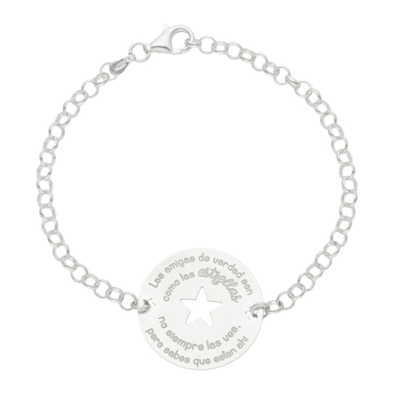 PULSERA AMIGAS ESTRELLA + FRASE PLATA 925MM 