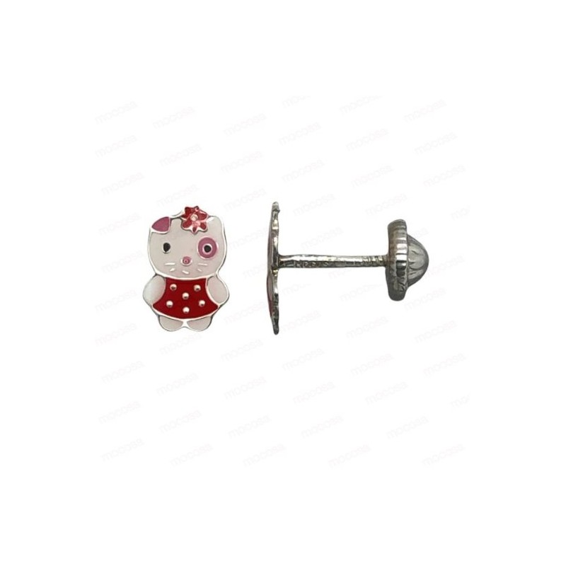 PENDIENTES PLATA OSO ROJO