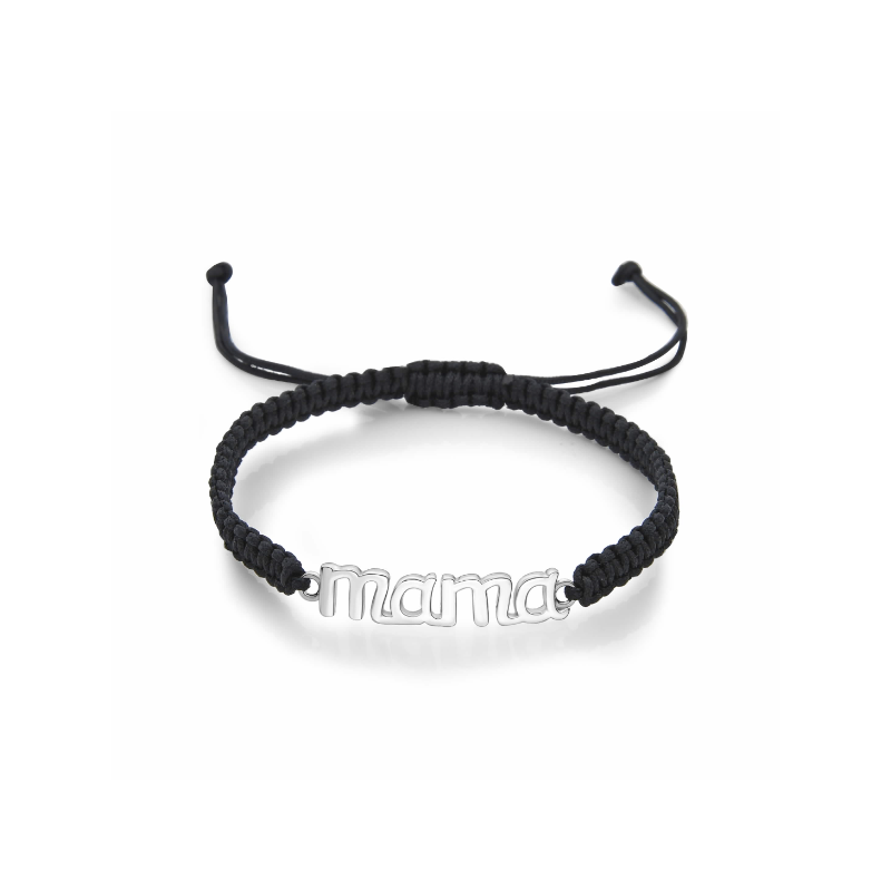 PULSERA PLATA TEXTIL MAMA