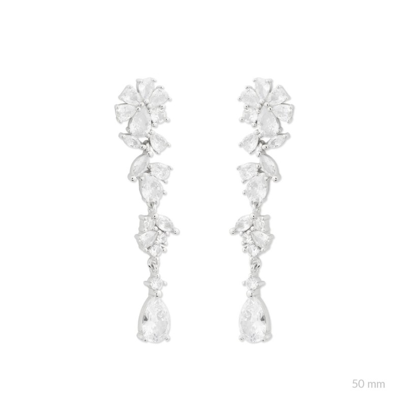 PENDIENTES LARGOS CIRCON PLATA