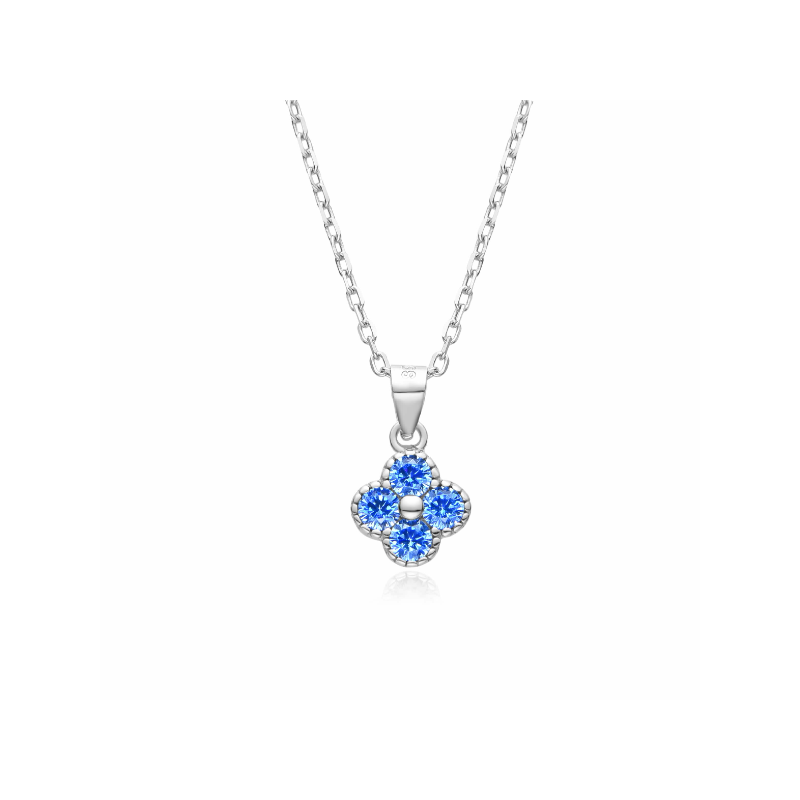 GARGANTILLA FLOR AZUL PLATA