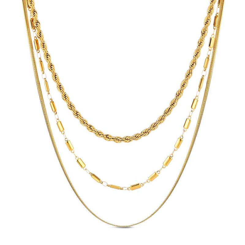 COLLAR TRIPLE ACERO 18K