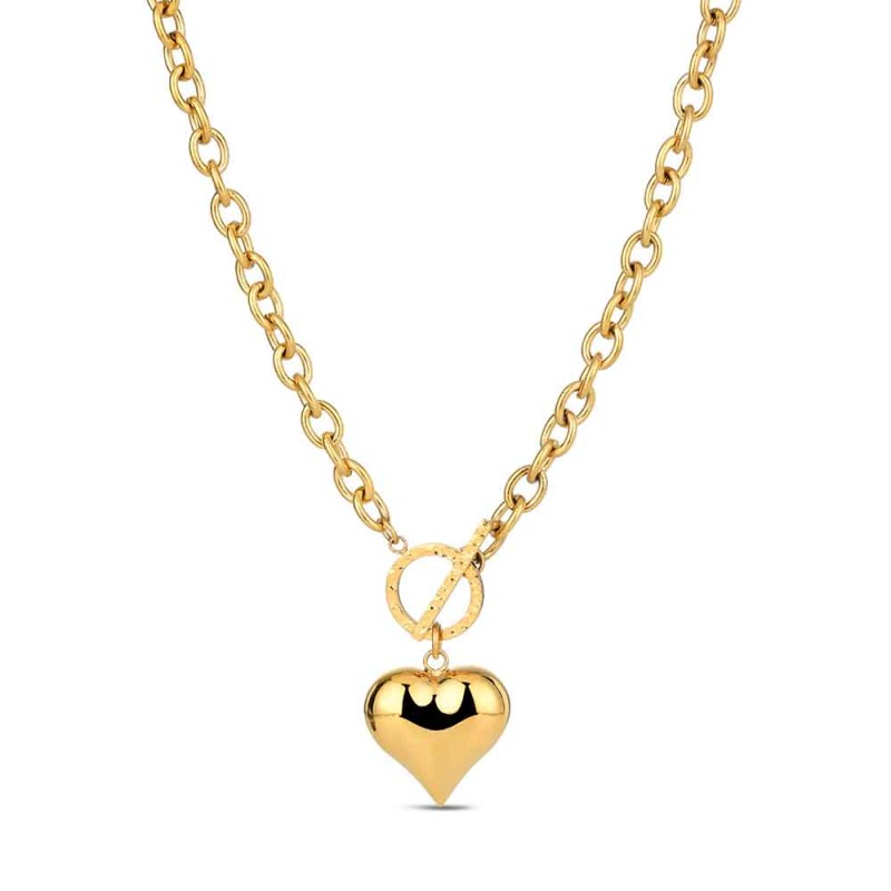 COLLAR CORAZON ACERO18K