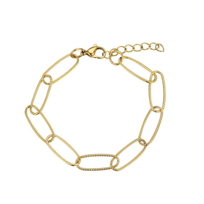 PULSERA OVALOS HILO ACERO 18K