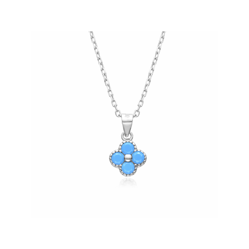 GARGANTILLA FLOR AZUL PLATA