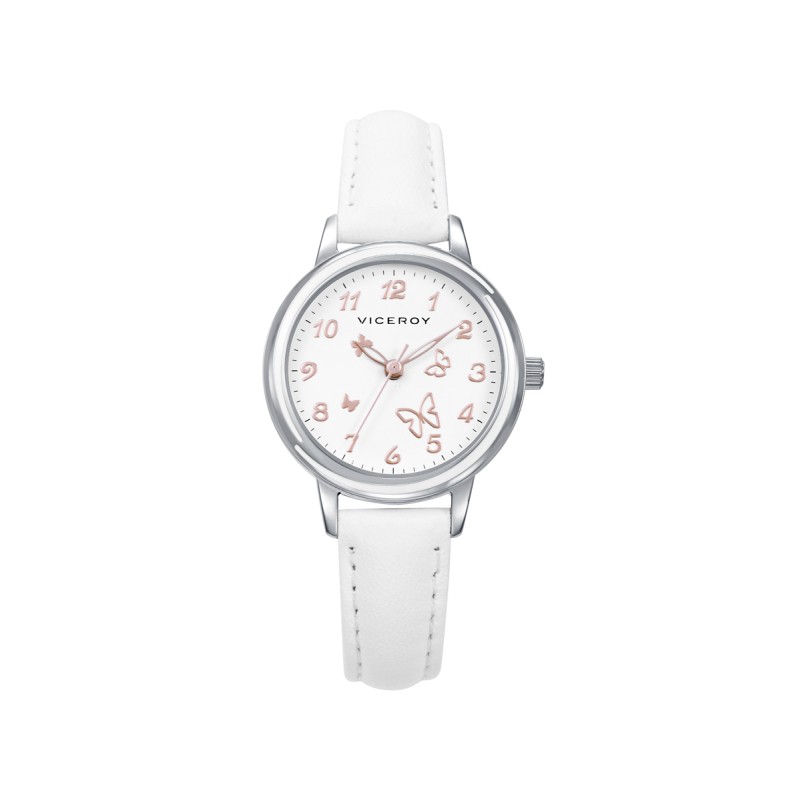 RELOJ ACERO PIEL BLANCO