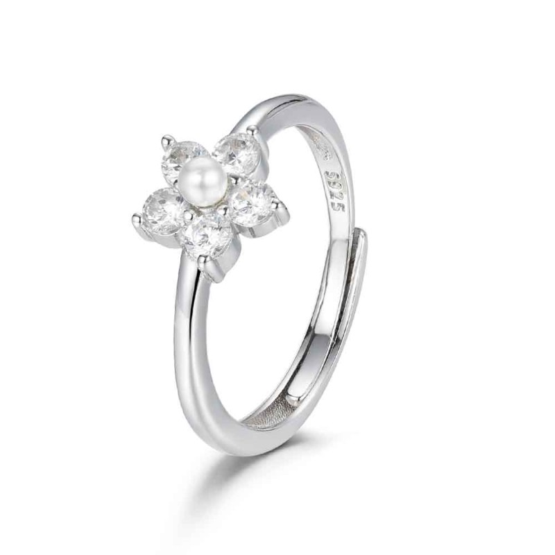 SORTIJA PLATA FLOR CIRCONITAS