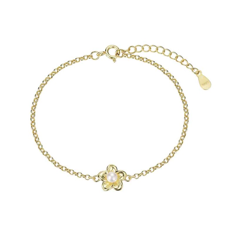 PULSERA PLATA ORO CON FLOR...