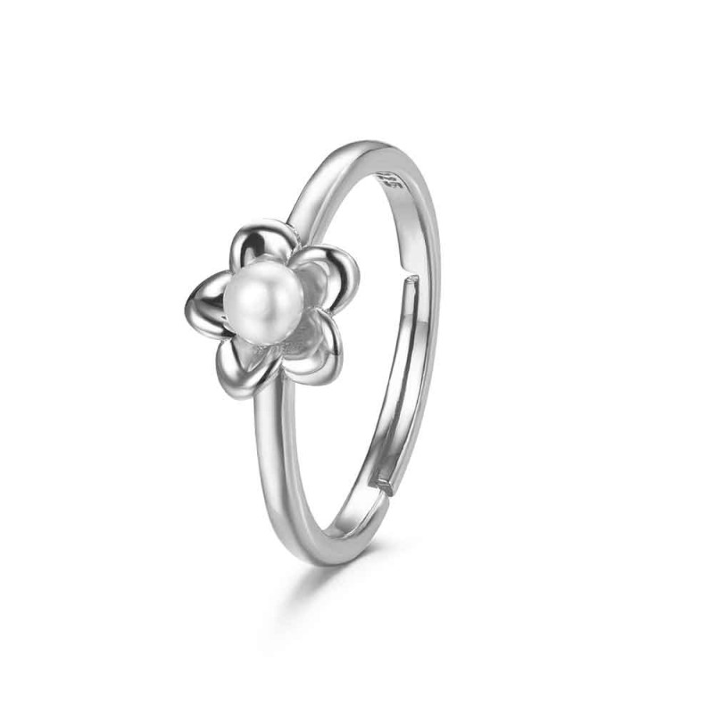 ANILLO PLATA FLOR PERLA