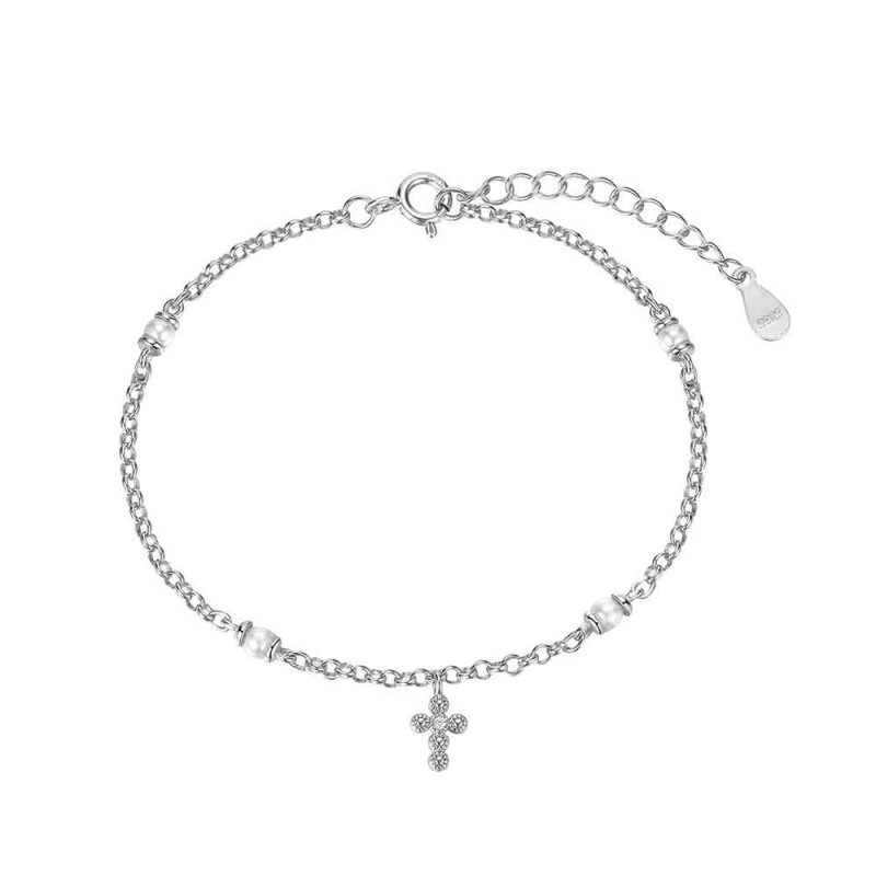 PULSERA PLATA CON CRUZ Y...