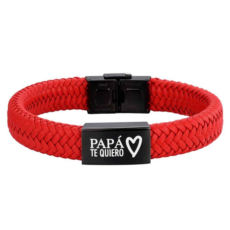 PULSERA CUERO TRENZADO ROJO...