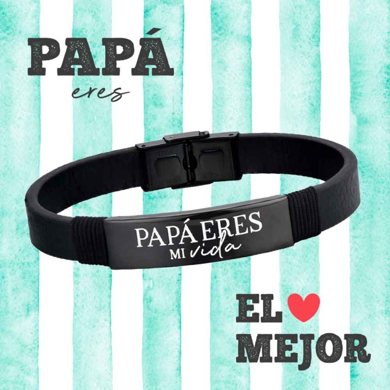 PULSERA PIEL CHAPA NEGRA...